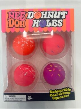 NeeDoh Donut Holes Squeeze Toy Set - Pink, Orange & Purple NEW in box